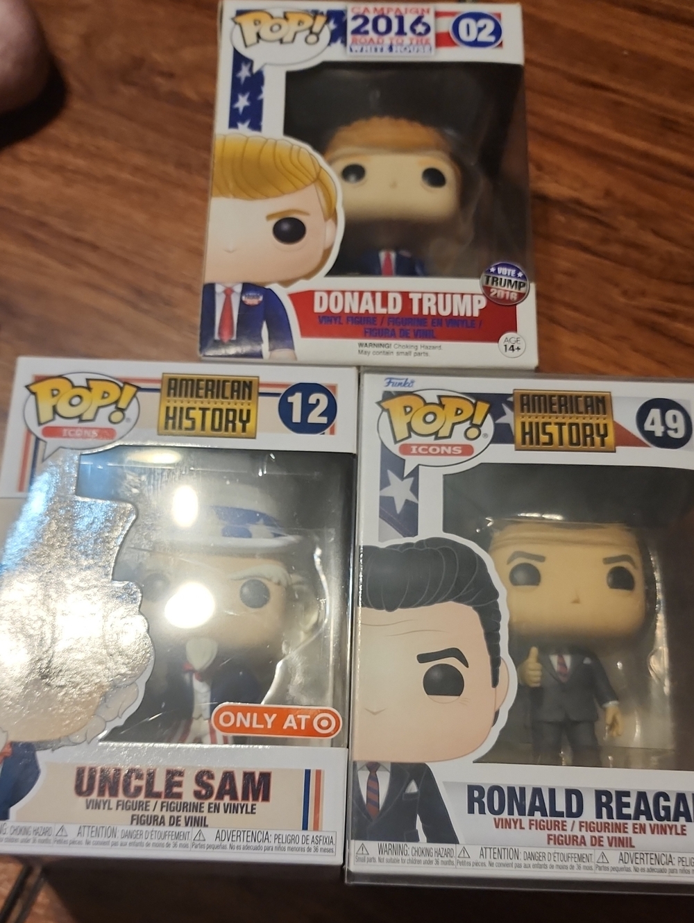 Patriotic Pride - Funko Uncle Sam, Ronald Reagan And Donald Trump. All Bnib